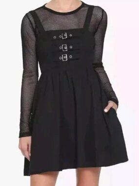 Social Collision NWT Hot Topic Black with Buckles Mini Dress Size XL